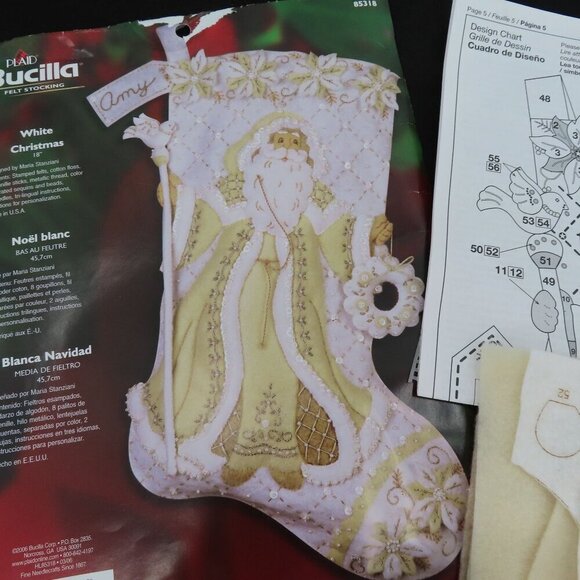 Bucilla White Christmas Santa Claus 85318  Felt Stocking STARTED Craft Kit 2006 - Picture 5 of 11